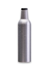 aluminum bottle with water droplets due to the cold liquid inside