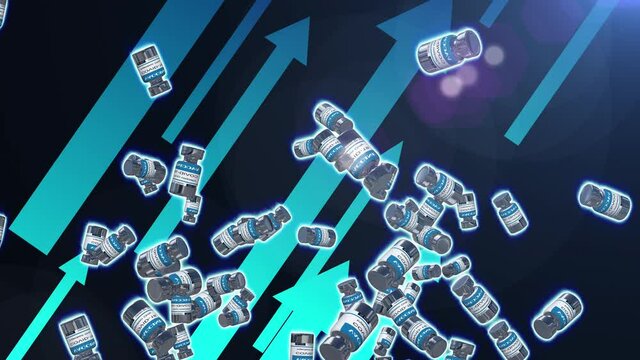 corona virus vaccine bottle particle loop animation