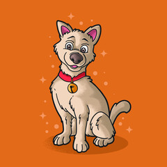 cute dog waiting a food illustration grunge style