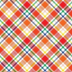 Rainbow Diagonal Plaid Tartan textured Seamless Pattern Design