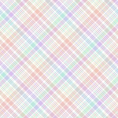 Rainbow Pastel Diagonal Plaid Tartan textured Seamless Pattern Design