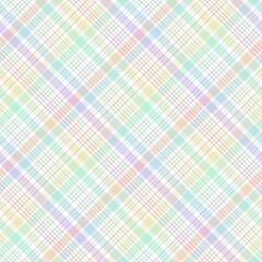 Rainbow Pastel Diagonal Plaid Tartan textured Seamless Pattern Design