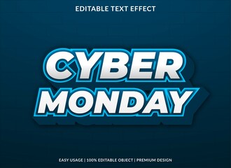 Naklejka na ściany i meble cyber monday text effect editable template use for business logo and brand