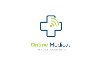Fototapeta premium Online medical logo design template. Health and medicine symbol