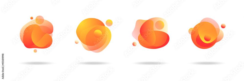 Wall mural abstract blur free form shapes color gradient. vector abstract set of liquid effect free shapes in g