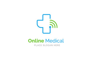 Fototapeta premium Online medical logo design template. Health and medicine symbol