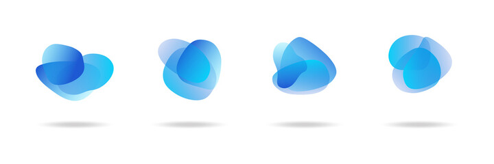 Abstract blur free form shapes color gradient. Vector Abstract Set of Liquid effect free shapes in gradient iridescent colors with plastic lines and forms.