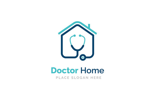 doctor home logo design with stethoscope icon.