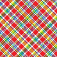 Rainbow Diagonal Plaid Tartan textured Seamless Pattern Design