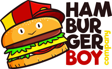 Cute and funny logo for hamburger boy company