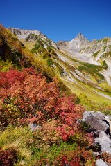 秋・紅葉の氷河公園 槍ヶ岳