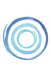 青色の円　渦巻き　手描き水彩イラスト