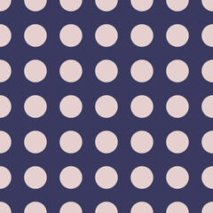 Polka Dot Pattern. Mauve Chalk Pink Dot on Blue Ribbon Background Color. Seamless Background for graphic design, fabric, textile, fashion. Color Trend spring - summer 2021.