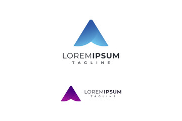 Letter A blue & purple colour creative and simple modern paradise business logo