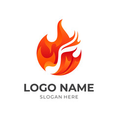 symbol fire logo and melody icon vector, colorful style