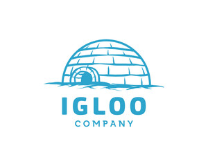 Eskimo Igloo Ice House Globe for Global Freeze Ice logo design template - obrazy, fototapety, plakaty