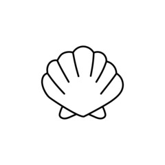 Sea Shell Icon in flat black line style, isolated on white background 