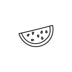watermelon icon in flat black line style, isolated on white background 