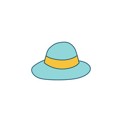Beach, hat icon in color icon, isolated on white background 