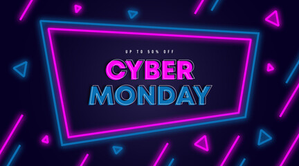 Cyber monday sale background illustration vector. Cyber monday event big sale web banner background