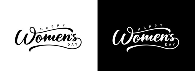 Happy Women's Day handwritten holiday lettering. Vector typography design for banner, poster, card, flyer and package.