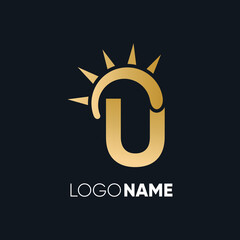Letter U Sun Logo Design Vector Icon Graphic Illustration Emblem Background Template © HendraGuns11