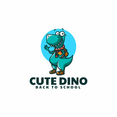 Vector Logo Illustration Dinosaur Mascot Cartoon Style.