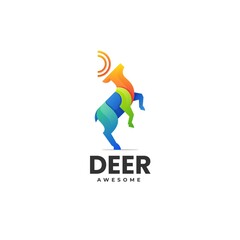 Vector Logo Illustration Deer Gradient Colorful Style.