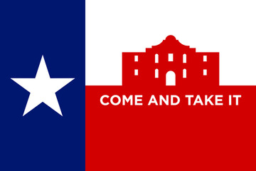 San Antonio, Texas Flag. The Alamo Building. Vector Illustration. - obrazy, fototapety, plakaty