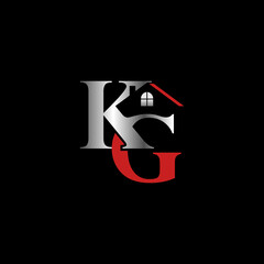 Letter or word KG serif font with Roof house and window image graphic icon logo design abstract concept vector stock. Can be used as a symbol related to property or initial. - obrazy, fototapety, plakaty