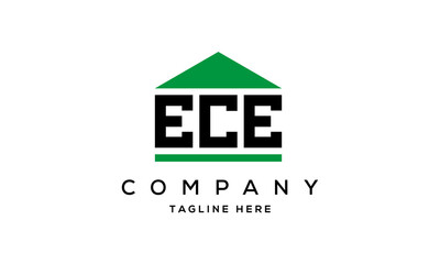 ECE three letter house for real estate logo design