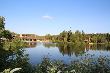 Fototapeta na wymiar Evening On The Lake, Rundle Park, Edmonton, Alberta
