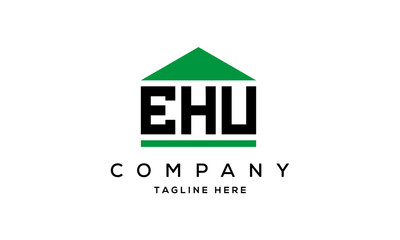EHU three letter house for real estate logo design