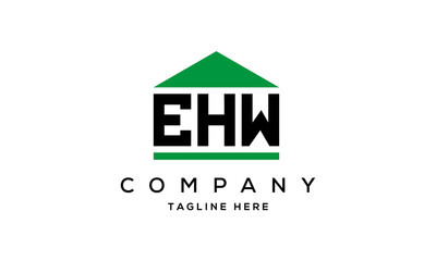 EHW three letter house for real estate logo design