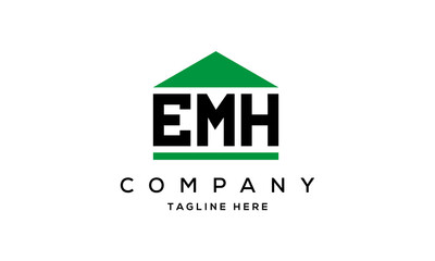 EMH three letter house for real estate logo design