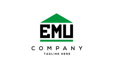 EMU three letter house for real estate logo design