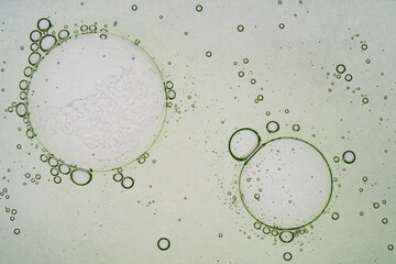 Liquid serum, gel bubbles in light green color.