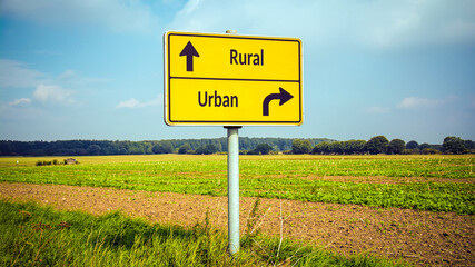 Obraz premium Street Sign Rural versus Urban
