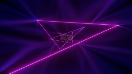 A pink LASER beam reflection in a space tunnel (3D Rendering)