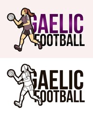 Fototapeta na wymiar Gaelic Football Text with Sport Player Graphic Vector