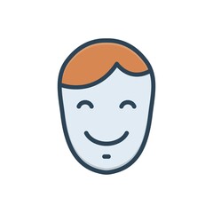 Color illustration icon for pleased