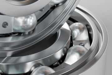 3D illustration close up  of the   roller bearing on white background isolated. Metal  autotechnology background.  Part of the car - obrazy, fototapety, plakaty