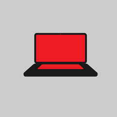 Laptop open screen flat icon logo design