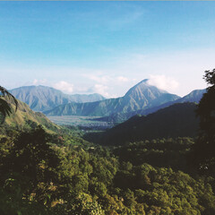 Perfect mountain summit scenery in Sembalun Lombok Indonesia