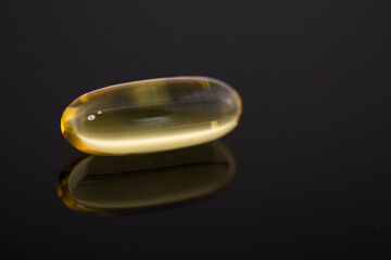 Fish oil in capsules ,transparent gelatine  pills