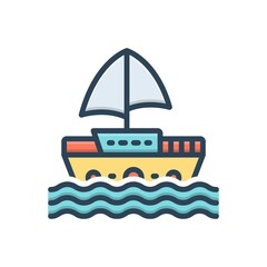 Color illustration icon for boating