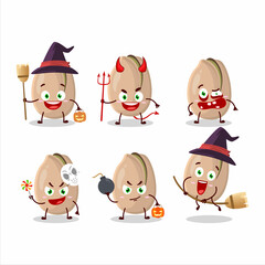 Halloween expression emoticons with cartoon character of pistachios