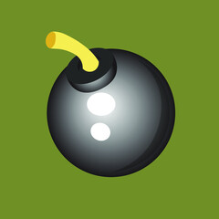 Fantasy pirate cannonball bomb icon with wick. RPG prop. Vector illustration