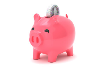 3d render pink piggy bank isometric for saving money 3D render