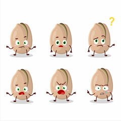 Cartoon character of pistachios with what expression